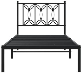 Estrutura de cama com cabeceira 80x200 cm metal preto
