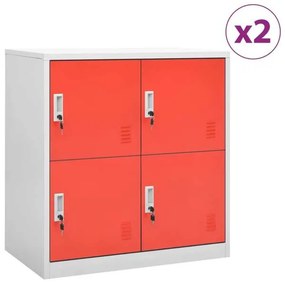 Cacifos 2 pcs 90x45x92,5 cm Aço Cinzento-claro e Vermelho