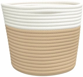 Cestos de arrumação 2 pcs Ø24x18 cm algodão bege e branco