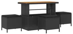 Conjunto de Sofá de Jardim vidaXL com Almofadas Rattan Preto de 10 Peç