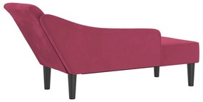 Chaise longue com almofadões veludo vermelho tinto