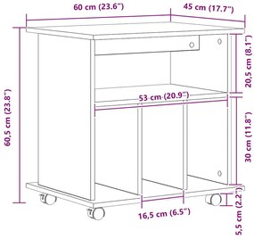 Gabinete Móvel vidaXL Preto Carvalho 60x45x55 cm em Madeira Derivada