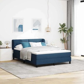 vidaXL Cama Box com colchão com cabeceira Azul 140 x 190 cm tecido