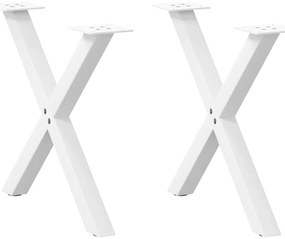 vidaXL Pés para mesa de centro em formato de X, 2 peças, branco, 50x (42-43) cm, aço