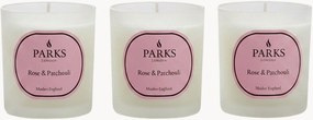 Velas perfumadas artesanais Vintage Aromatherapy (rosa, patchouli, caule verde), conjunto de 3
