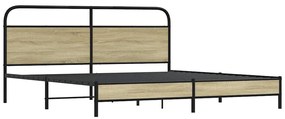 Estrutura de cama sem colchão 200x200cm metal carvalho sonoma