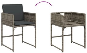 13 pcs conjunto jantar p/ jardim c/ almofadões vime PE cinzento
