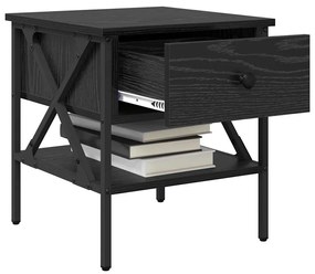 Mesa de Cabeceira Carvalho Preto 40x42x45 cm Madeira Engenheirada