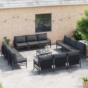 Conjunto de Sofá de Jardim 13 pcs Cinzento-escuro Aço