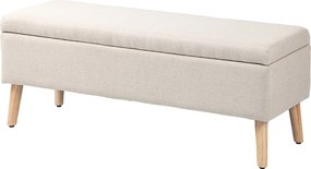 Banco com arrumação estofado com aspeto de linho para quarto, entrada ou sala de estar, capacidade de 220 Kg, 110 x 39 x 45 cm, bege