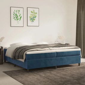 Estrutura de cama com molas 200x200 cm veludo azul-escuro