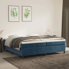 vidaXL Estrutura de cama com molas 200x200 cm veludo azul-escuro