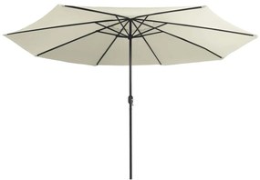 Guarda-sol de jardim com poste de metal 390 cm branco areia