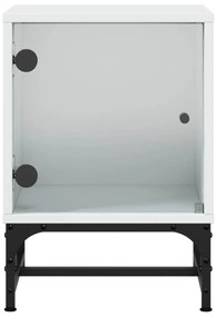 Mesa de cabeceira c/ porta de vidro 35x37x50 cm branco