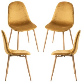 Pack 4 Cadeiras Teok Veludo - Amarelo