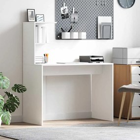 vidaXL Escrivaninha Branca Branca MDF Compacta Inserções Decorativas