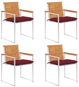 vidaXL Cadeiras de jardim c/ almofadões 4 pcs madeira de acácia maciça