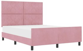 Cama vidaXL Rosa 140x200 cm Veludo