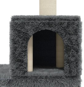 Árvore p/ gatos c/ postes arranhadores sisal 188cm cinza-escuro