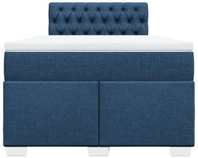 Cama boxspring com colchão 120x190 cm tecido azul