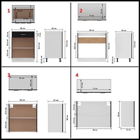 4 pcs conjunto armários de cozinha contraplacado preto