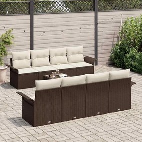 Conjunto de Sofá de Jardim com 9 Peças e Almofadas de Rattan Sintético