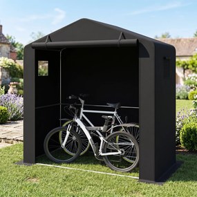 Abrigo de Jardim para Armazenamento, 190 x 95 x 194 cm, Porta com Fecho de Correr, Preto