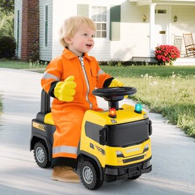 Andarilho carro de bombeiros para crianças com luzes, sirenes e música com arrumação debaixo do assento para crianças a partir dos 18 meses Amarelo