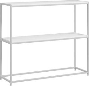 HOMCOM Mesa Consola de Entrada Mesa de Entrada com Estante Aberto e Estrutura de Aço Anti-tombo para Sala 100x30x87 cm Branco | Aosom Portugal