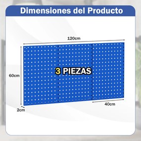 Kit de organização de ferramentas com 3 tábuas e 28 acessórios para garagem e oficina Azul