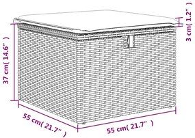 2 pcs conjunto sofás jardim almofadões vime PE/acácia cinzento