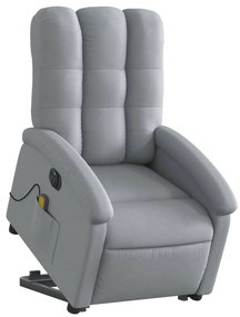 Poltrona elétrica reclinável massagens tecido cinzento-claro