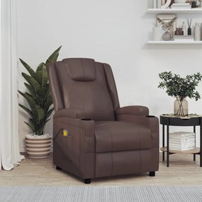 321313 vidaXL Cadeira de massagens couro artificial castanho