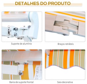 Toldo Retrátil com Manivela Toldo de 300x200cm com Braço Articulado de