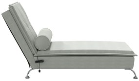 Chaise lounge de massagem com rolo veludo cinzento-claro