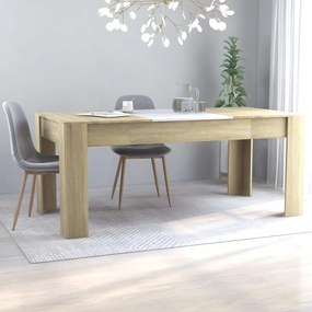 vidaXL Mesa de jantar 180x90x76 cm contrapl. branco e carvalho sonoma