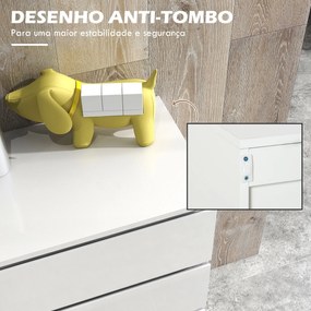 HOMCOM Cómoda com 5 Gavetas de Madeira Cómoda de Dormitório Cómoda Branca para Sala de Estar Estilo Moderno 53x33x100 cm Branco