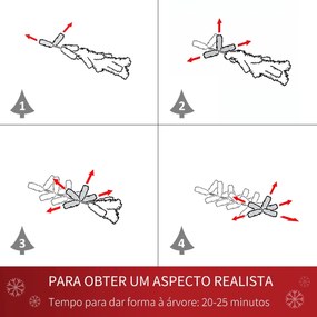 Árvore de Natal Artificial Ø90x180cm com 1111 Ramos de PVC e 59 Pinhas Base Dobrável e Suporte de Aço Decoração de Natal para Interiores Verde