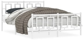 vidaXL Estrutura de cama com cabeceira e pés 140x190 cm metal branco