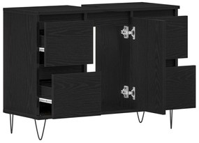 Gabinete de Pia de Banheiro vidaXL Carvalho Preto 80x33x60 cm Madeira