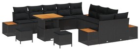 vidaXL Conjunto de Sofá de Jardim 13 pcs Preto Rattan Sintético