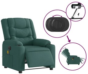 Poltrona reclinável de massagens elétrica tecido verde-escuro