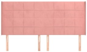 Cabeceira cama c/ abas veludo 203x16x118/128 cm rosa