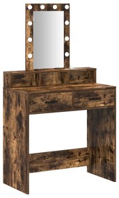 Mesa de Maquiagem vidaXL com Luzes LED Carvalho Fumado 79x41x140 cm