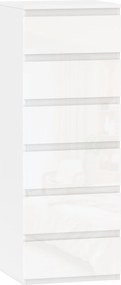 HOMCOM Cómoda 6 Gavetas Cómoda Quarto Estreita 40x35x109 cm Branco Brilhante | Aosom Portugal