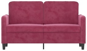 Sofá de 2 lugares veludo 120 cm vermelho tinto