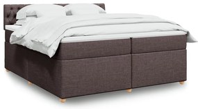 vidaXL Cama com molas/colchão 200x200 cm tecido castanho-escuro