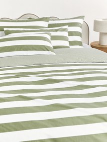 Capa de edredão reversível em algodão às riscas Lorena