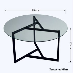 Mesa de Café Trio Sehpa - Transparente e Preta - 75x42x75 cm