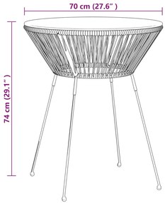 3 pcs conjunto de jantar para jardim preto